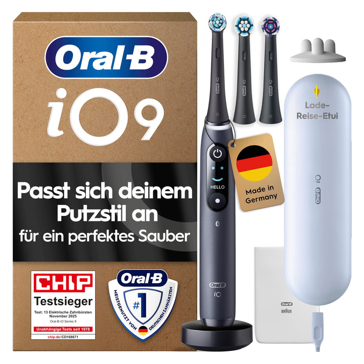 Oral-B iO Series 9 Plus Edition Elektrische Zahnbürste/Electric Toothbrush, PLUS 3 Aufsteckbürsten,