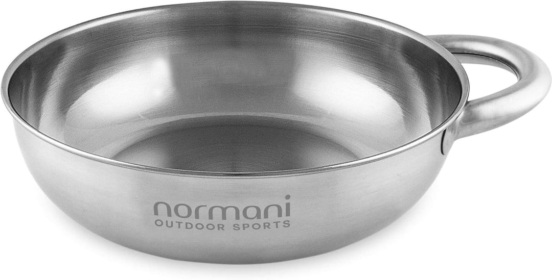 Camping Edelstahl Geschirrset 2X Besteckset + 2X Teller + 2X Tasse Silver mit Griff OneSize, Silver