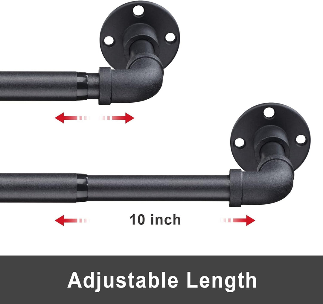 HARRMS Industrielle Gardinenstange Ausziehbar, 81-216cm, Verstellbare Vorhangstange Schwarz Matt, Ga