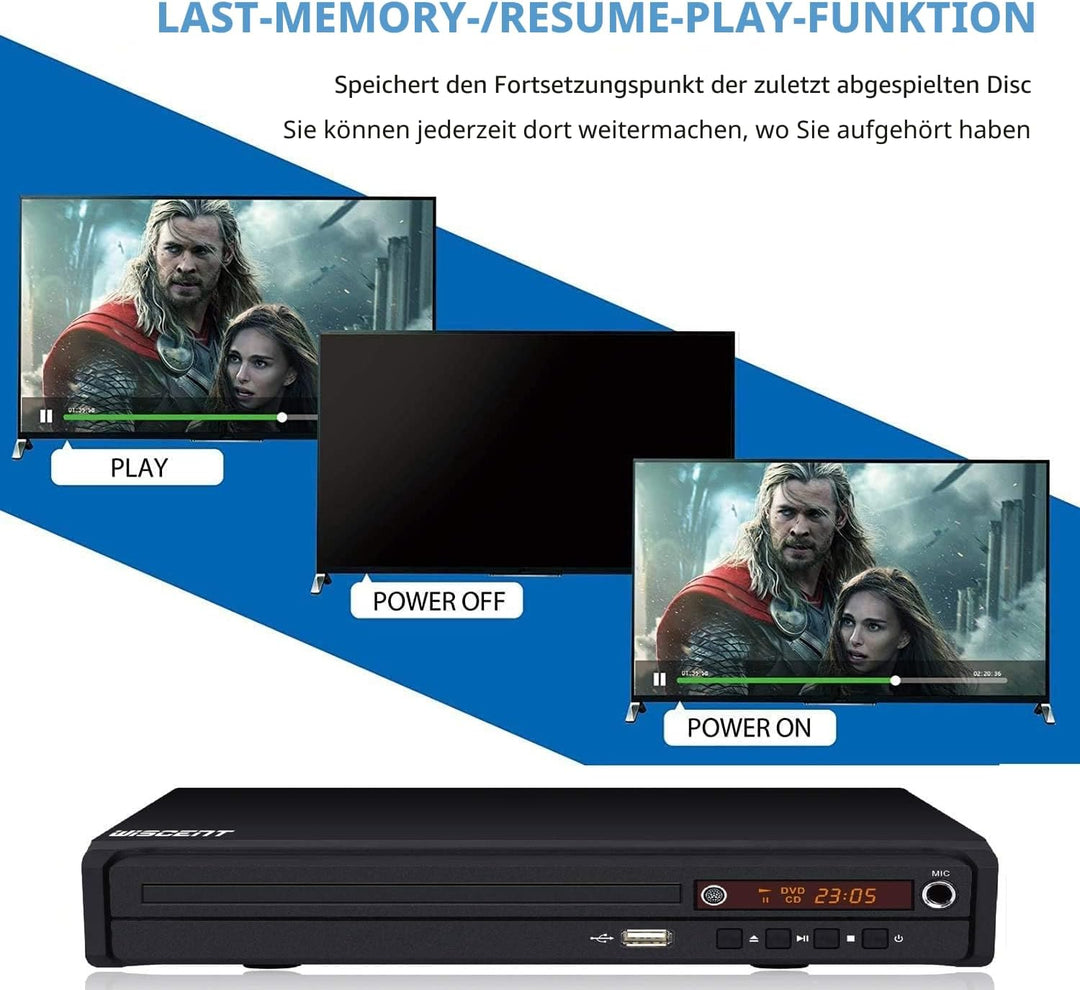 HD-DVD-Player, DVD Player, CD-Player, DVD-Player für TV,DVD/CD/MP3-Disc-Player mit Fernbedienung,Reg