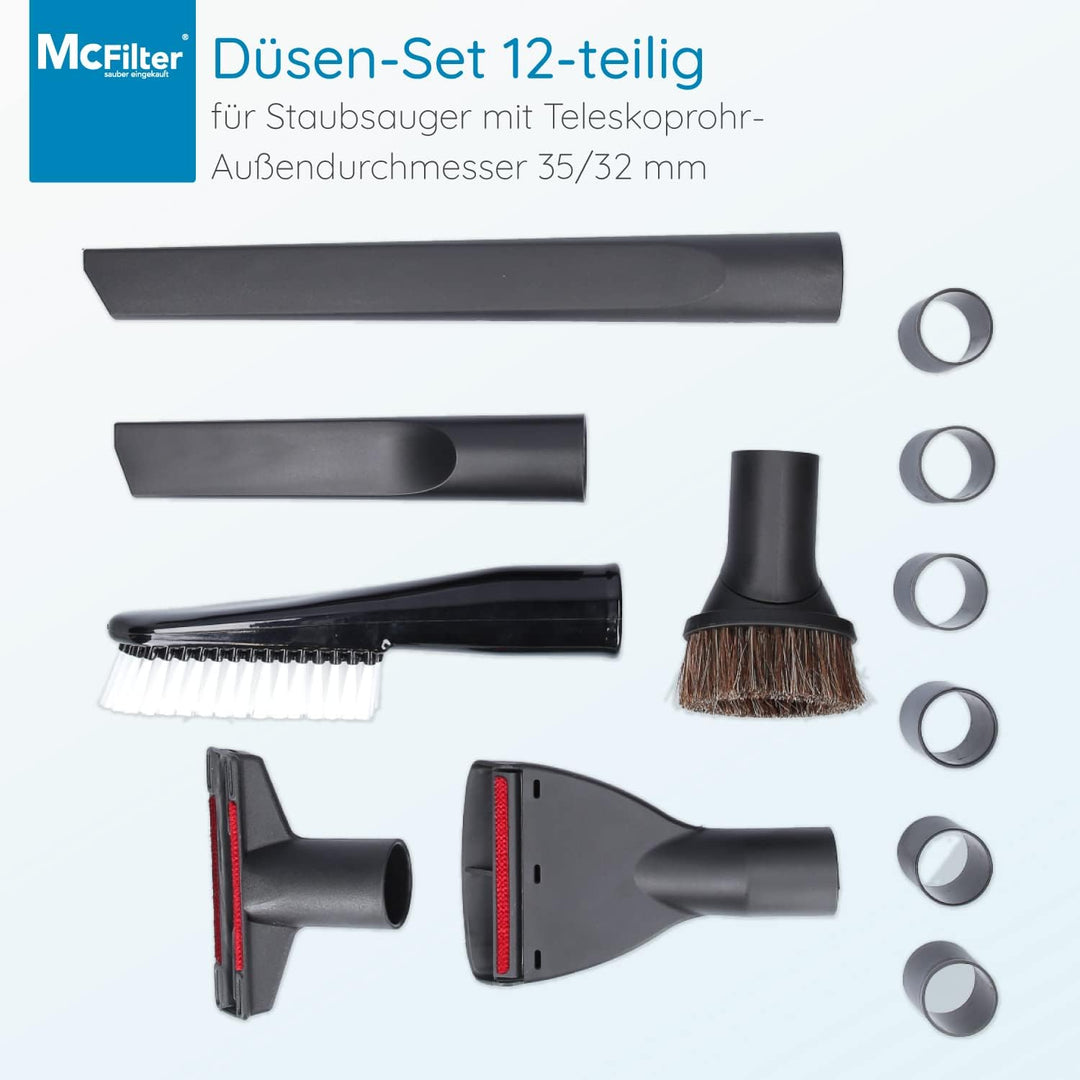 McFilter I Düsenset 12-teilig geeignet für Siemens VSQ5X1230 Q5.0 extrem silencePower Staubsauger, e