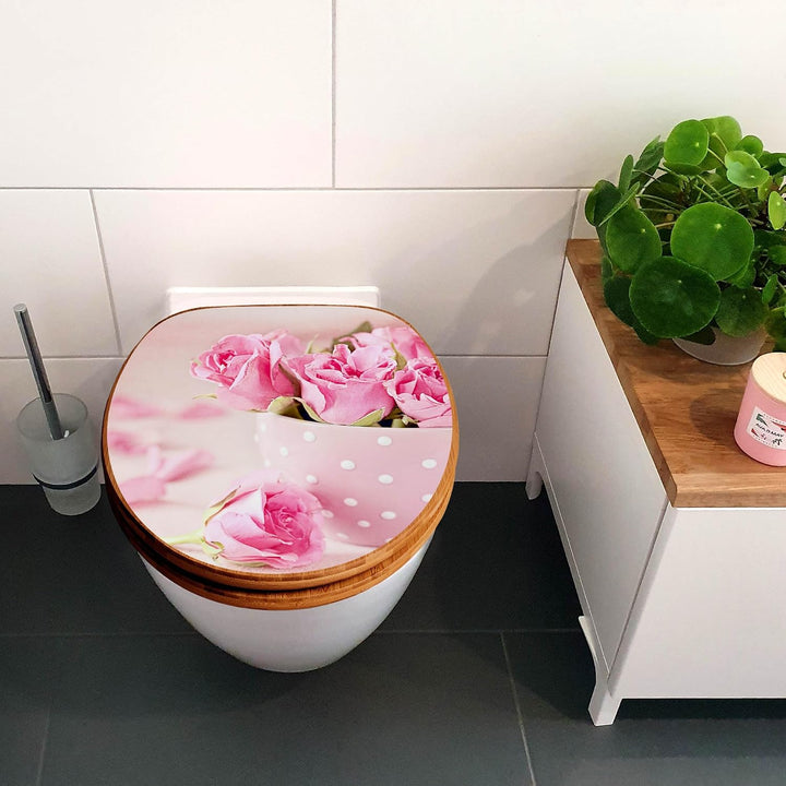 banjado Design WC Sitz Bambus Absenkautomatik 45,8x37,5cm - Toilettendeckel mit Absenkautomatik Holz