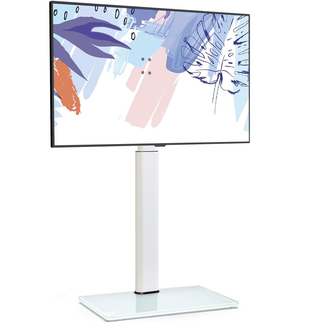 FITUEYES Weisser TV Ständer TV Bodenständer höhenverstellbar schwenkbar für 32 bis 60 Zoll Flach &amp; C