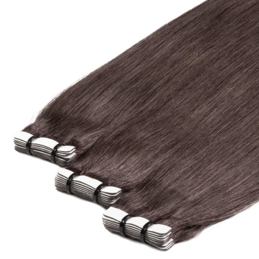 hair2heart Premium Tape Extensions Echthaar glatt - 10 Tapes 2.5g 50cm 6/0 dunkelblond 50cm 10 Sträh