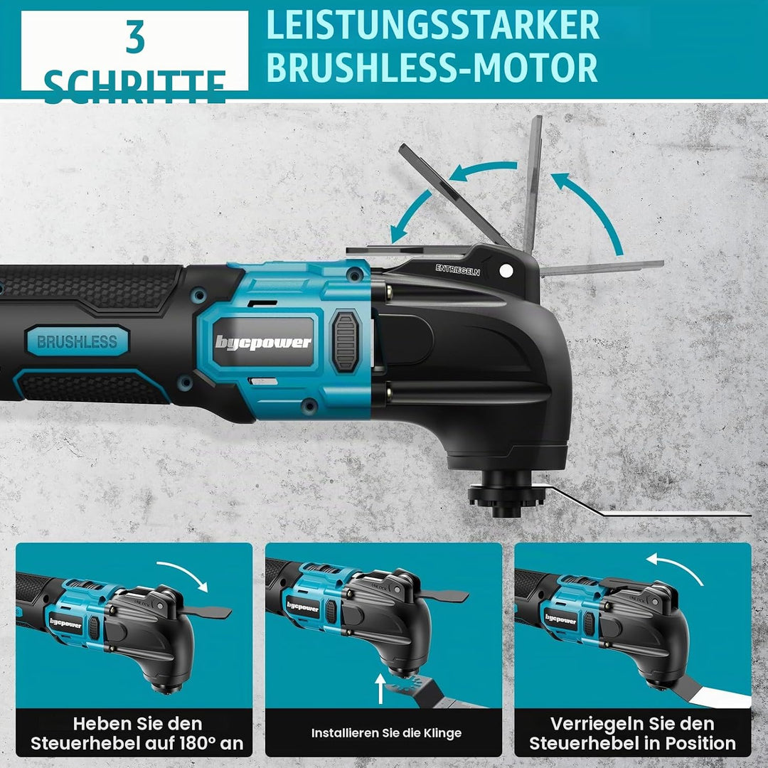 Multifunktionswerkzeug Akku, Oszillationswerkzeug mit 2pcs 2.0Ah Akkus, Kompatibel mit Makita 18V, 6