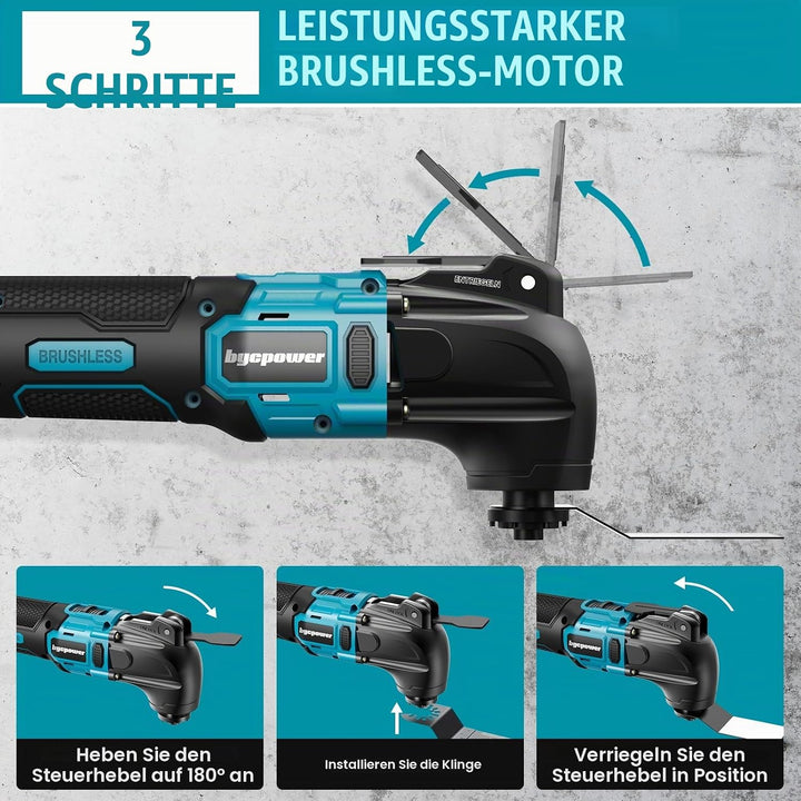 Multifunktionswerkzeug Akku, Oszillationswerkzeug mit 2pcs 2.0Ah Akkus, Kompatibel mit Makita 18V, 6