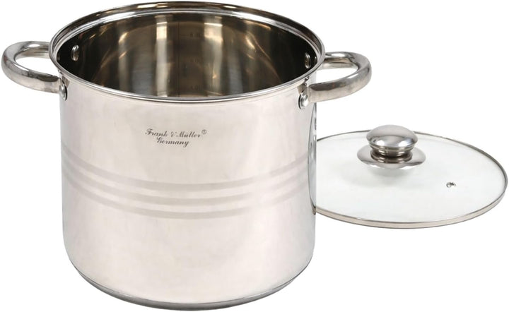 Universalkochtopf aus Edelstahl mit Glasdeckel - Ø28 cm | Grossvolumen 13,5 Liter | Für Induktion Ga
