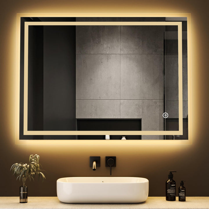 Boromal LED Badspiegel mit Beleuchtung 80x60cm Badezimmerspiegel mit Beleuchtung Spiegel mit Beleuch