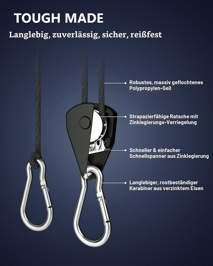 VIPARSPECTRA Verstellbar Seilspanner 12 Stück, Robust Spanngurte mit Ratsche Haken Verstellbar, 1/8"