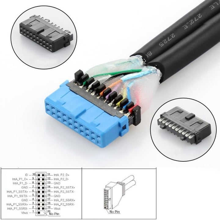 CY Karte Single 19/20Pin Header auf USB 3.0 20Pin &amp; Type-E Dual Ports Buchse PCBA Typ Adapter Splitt
