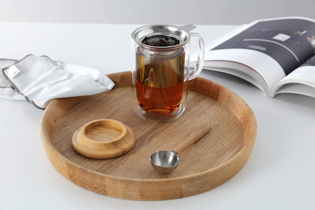 Viva Scandinavia Teetasse Glas doppelwandig mit Griff, Thermoglas mit Edelstahl-Sieb für Losen Tee-B