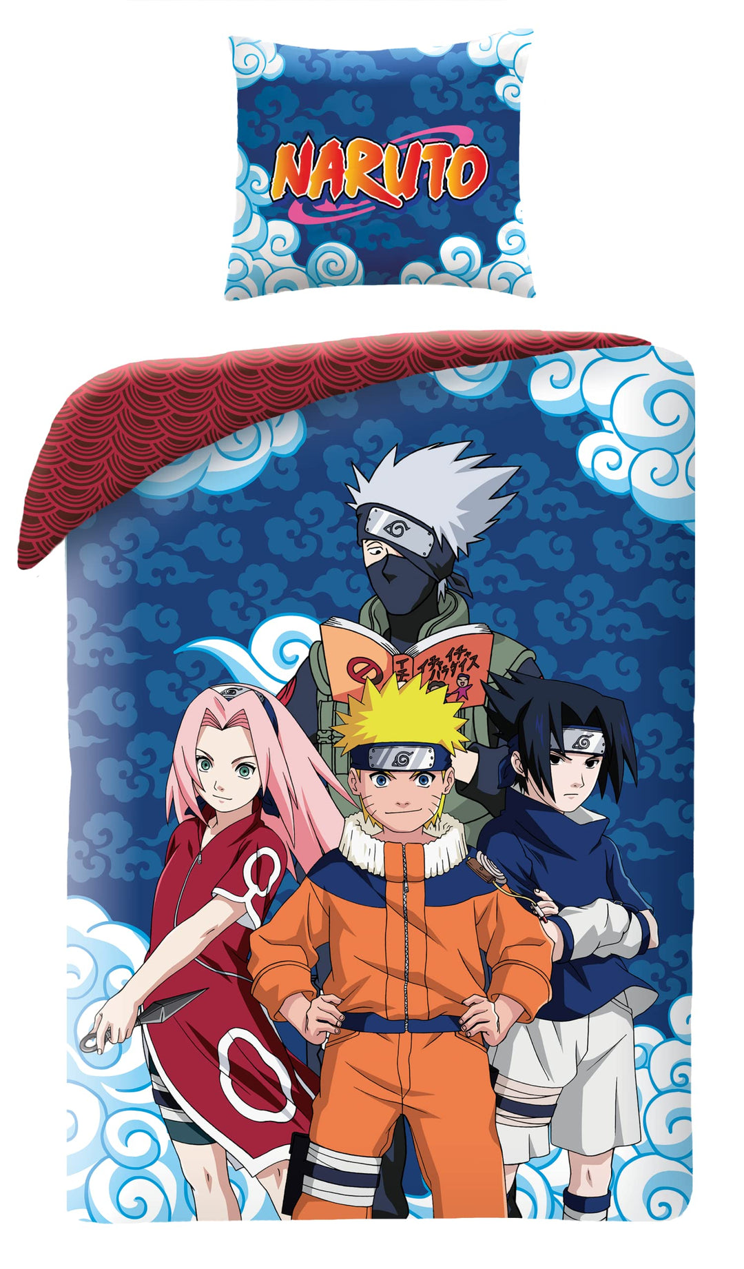 Halantex Naruto - Bettwäsche-Set Bettbezug 140 x 200 cm und Kissenbezug 70 x 90 cm, 100% Baumwolle,