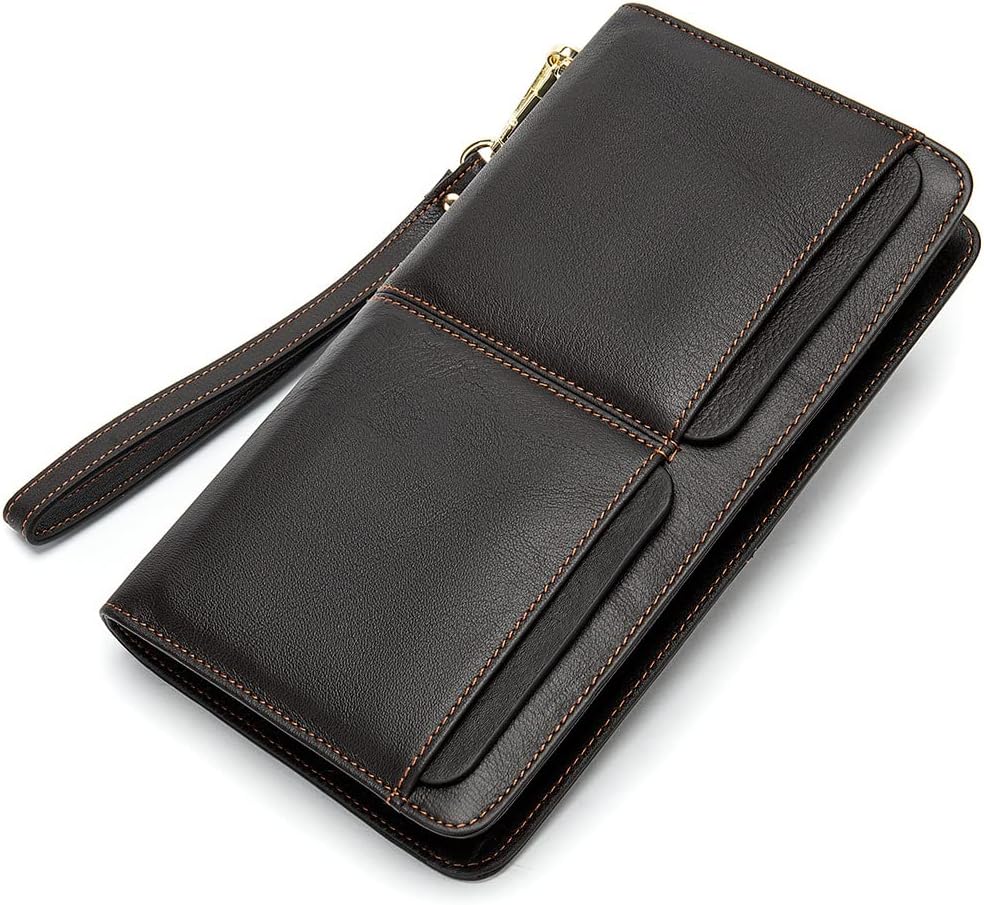 PORRASSO Leder Geldbörse Herren Clutch Tasche Kreditkartenetui Brieftasche Handytasche Portemonnaie