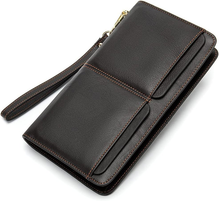 PORRASSO Leder Geldbörse Herren Clutch Tasche Kreditkartenetui Brieftasche Handytasche Portemonnaie