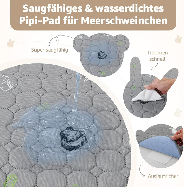 wasserdichte Pipipads für Meerschweinchen, super saugfähige PIPI unterlagen Kaninchen, Waschbare kle