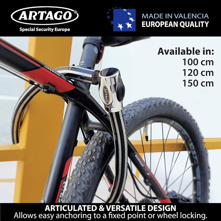 Artago 5310 Gelenkschloss Diebstahlsicherung, Maximale Sicherheit, Motorrad, Roller, Fahrrad, 100 cm