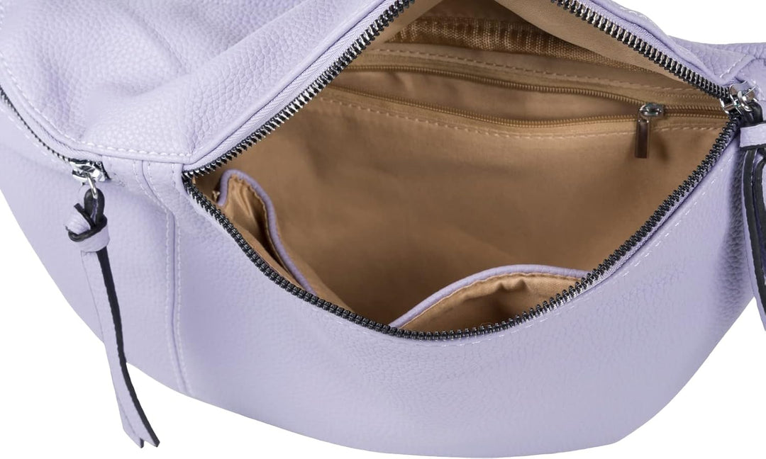 styleBREAKER Damen Halbmond Crossbody Schultertaschen Set 3-Teilig, Schultergurt mit Muster, Schlüss