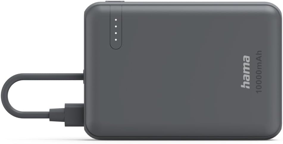 Hama Power Pack 10000mAh, mit festem USB C Kabel (externer Akku mit 2X USB C, zum mobilen Laden von