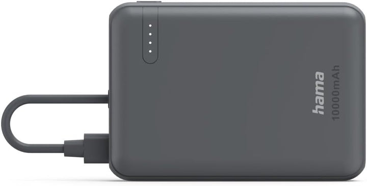 Hama Power Pack 10000mAh, mit festem USB C Kabel (externer Akku mit 2X USB C, zum mobilen Laden von