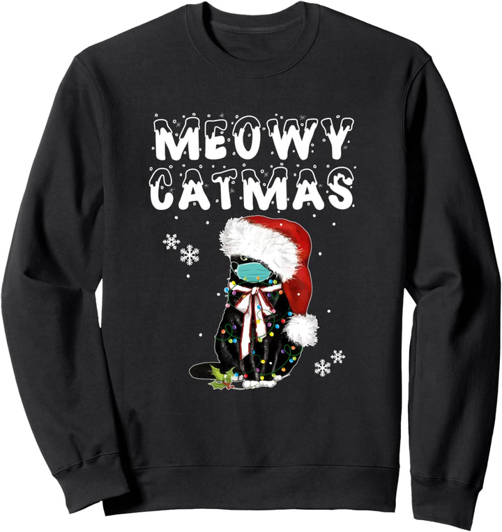 Meowy Catmas Black Cat Weihnachtsmaske Weihnachten Sweatshirt