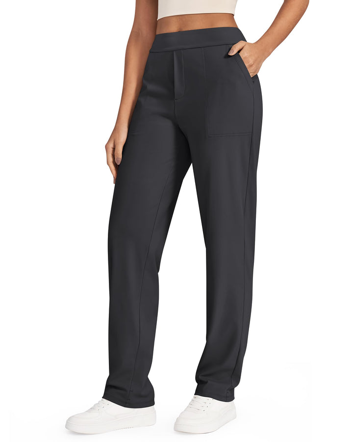G4Free ShiftReady Yogahose Damen Gerade Bein Elegant Stretch Bequeme Anzughose mit Taschen High Wais