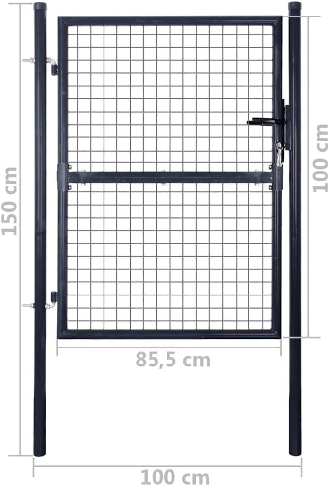 Festnight Mesh Gartentür Gartentor aus verzinktem Stahl Hoftor Zauntür Gartenpforte Einzeltor 85,5 x