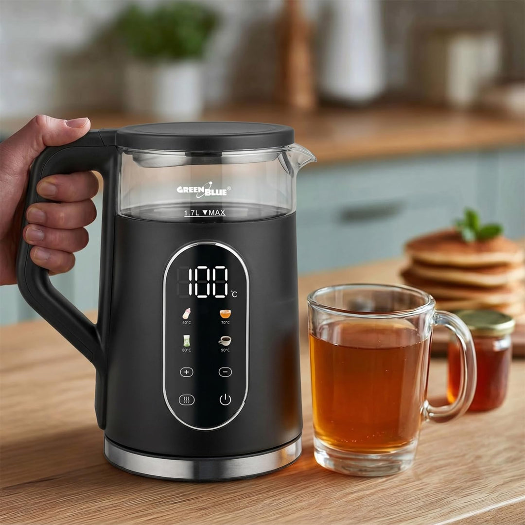 GreenBlue GB670 B Kabelloser Wasserkocher 1,7 l 2200 W | Temperaturregelung 40–100 °C in 5-°C-Schrit