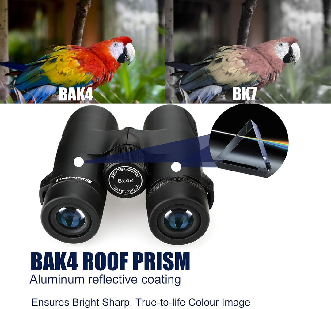 Svbony SV47 Fernglas 8x42, HD Bak-4 Prisma FMC Optik, Wasserdichtes Fernglas Binoculars Erwachsene f