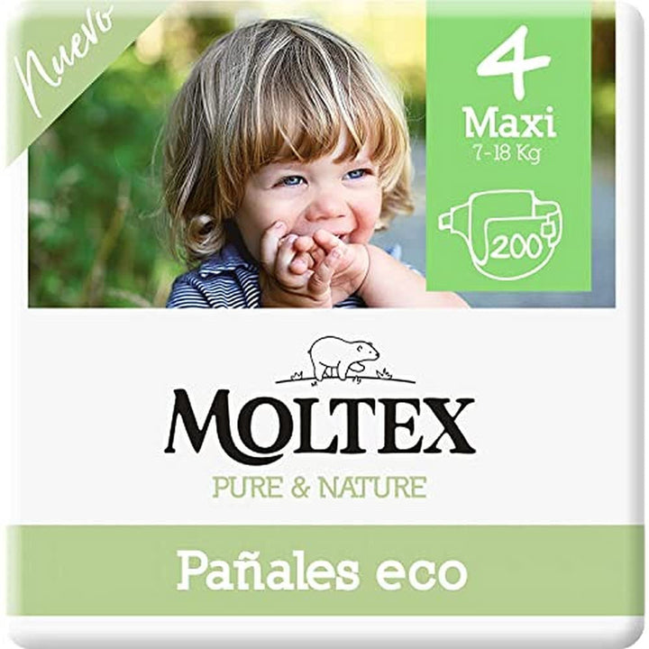 Moltex Pure & Nature Öko-Windeln Grösse 4 (9-15 kg) - 200 Windeln Talla 4 (Paquete de 200), Talla 4