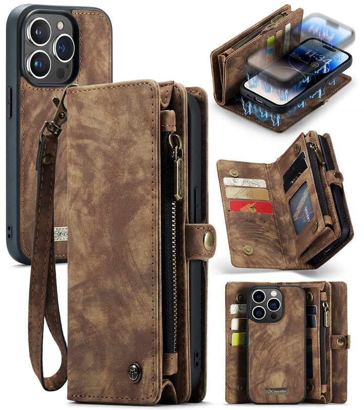 UFinetech iPhone 14 Pro Hülle, Flip Leder TPU Stossfest Kartenfach Tasche Handyhülle iPhone 14 Pro (