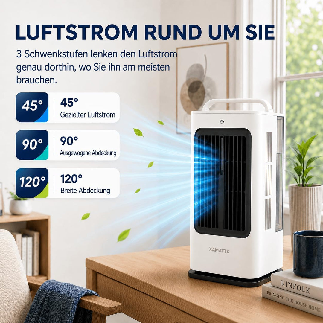 Klimaanlage Mobil, 3-in-1 Mobile Klimaanlage, Ventilator mit Wasserkühlung 1700ml Wassertank, Air Co