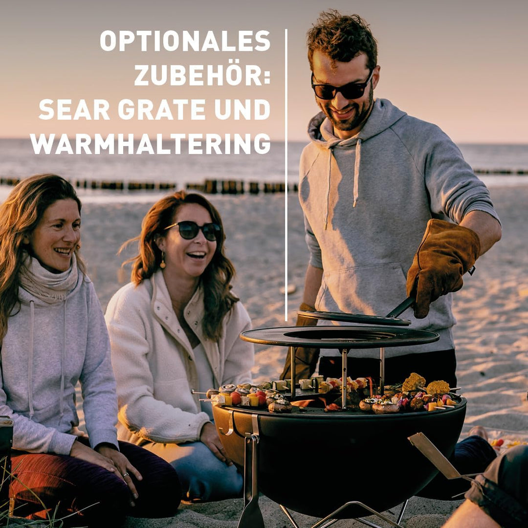 höfats - Bowl 57 Plancha Set tief - raucharme Verbrennung - Feuerstelle und Plancha Grill - kippbare