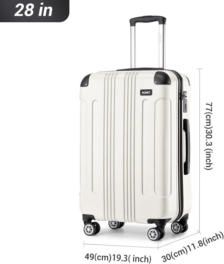 Kono Leichter Koffer Hartschale ABS Gepäck mit 4 Spinnrollen Beige Koffer XL, Beige Koffer XL