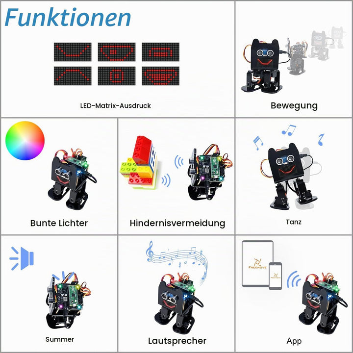 Freenove Bipedal Robot Kit for Raspberry Pi Pico (Not Included) (Compatible with Arduino IDE), LED M