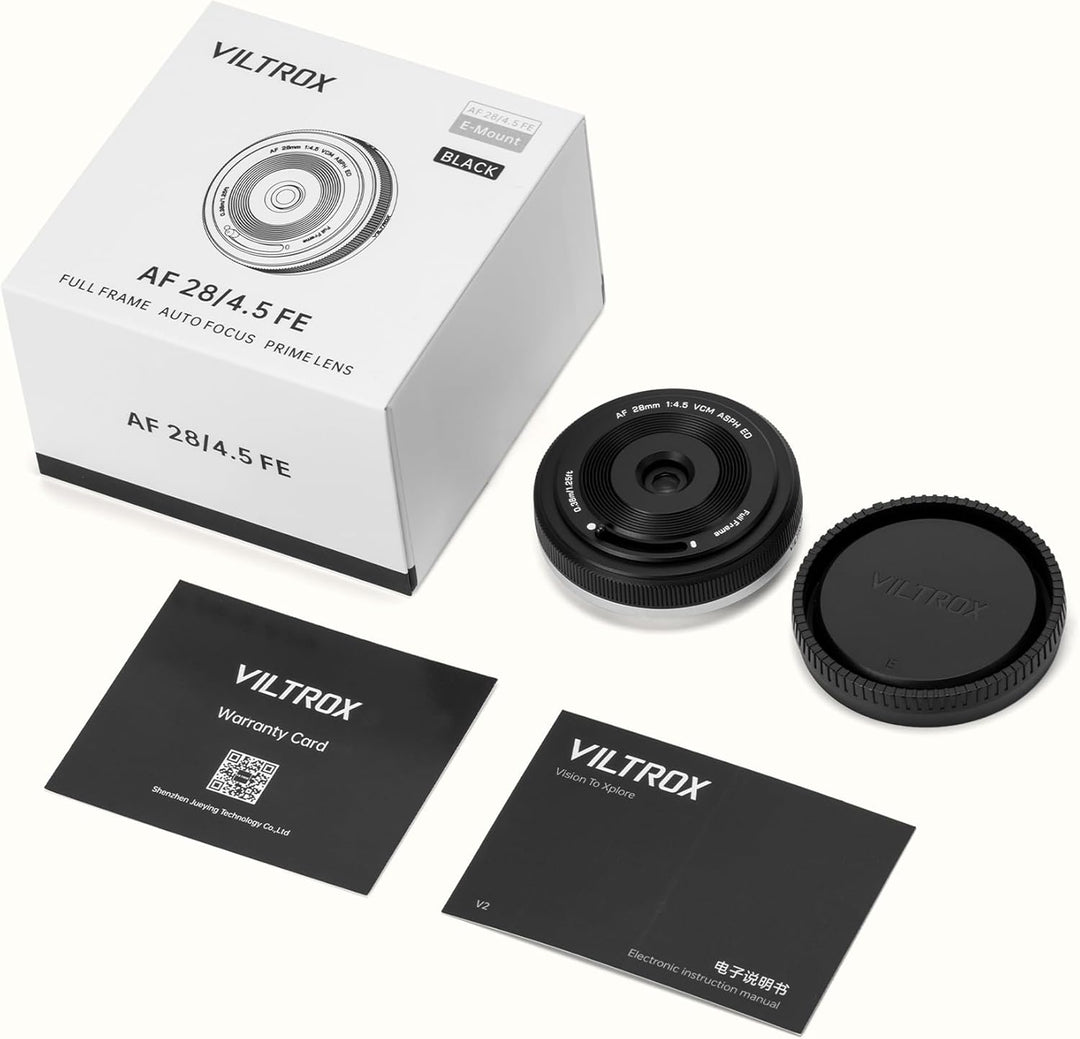 VILTROX 28mm f/4.5 F4.5 Pancake Objektiv für Sony E, Autofokus-Chips Vollformat-Weitwinkel Objektiv