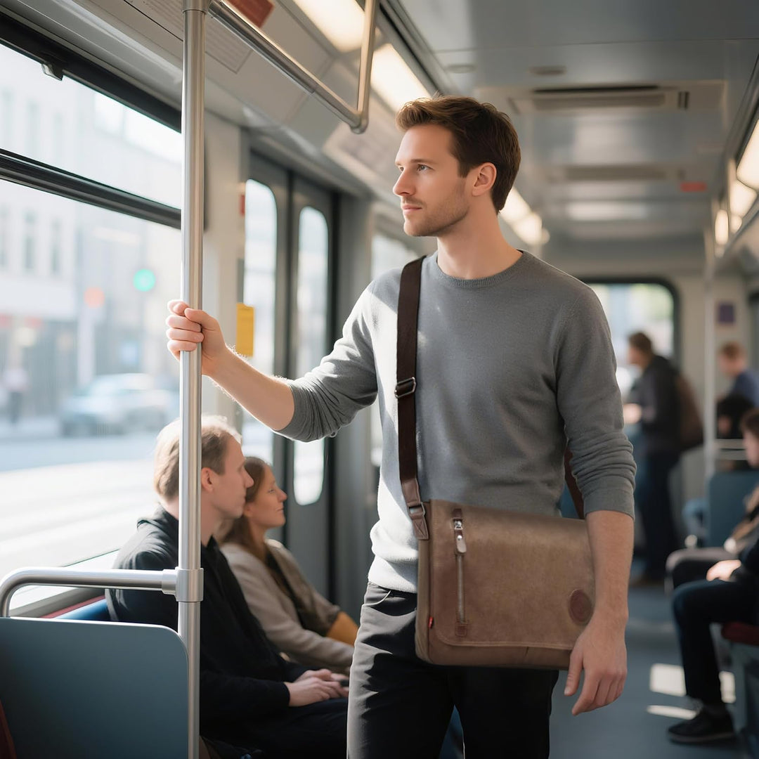 DORRISO Mode Umhängetasche Herren Schultertasche Canvas Schultertaschen für 14 Zoll Laptop Kuriertas