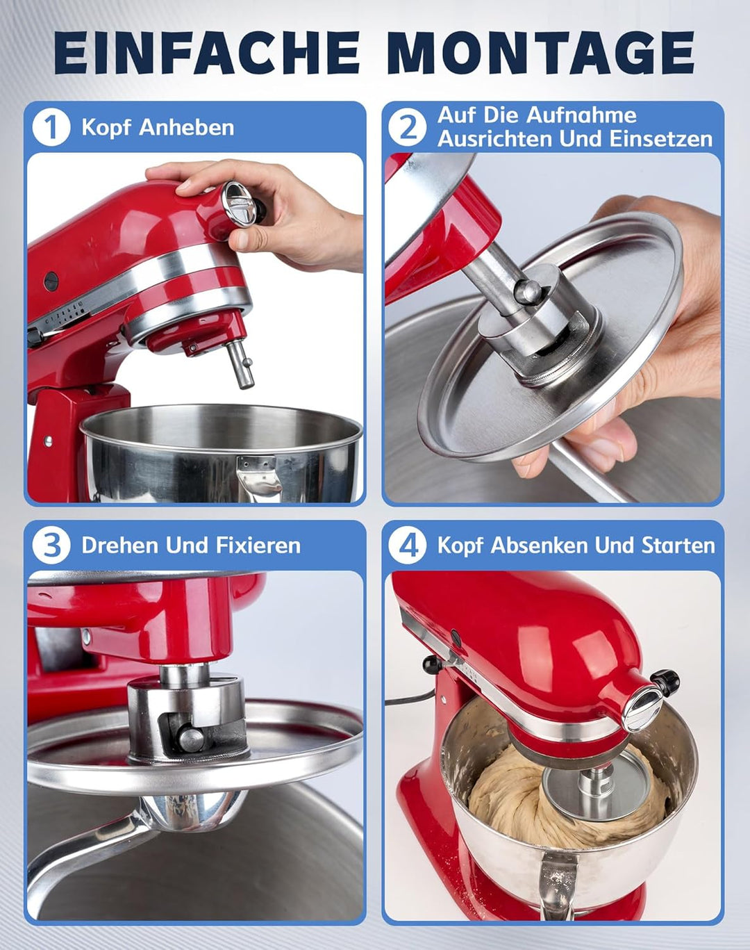 Knethaken für Kitchenaid 4.5/5QT Edelstahl Knethaken, Teigpeitsche für Standmixer, Artisan Rührhaken