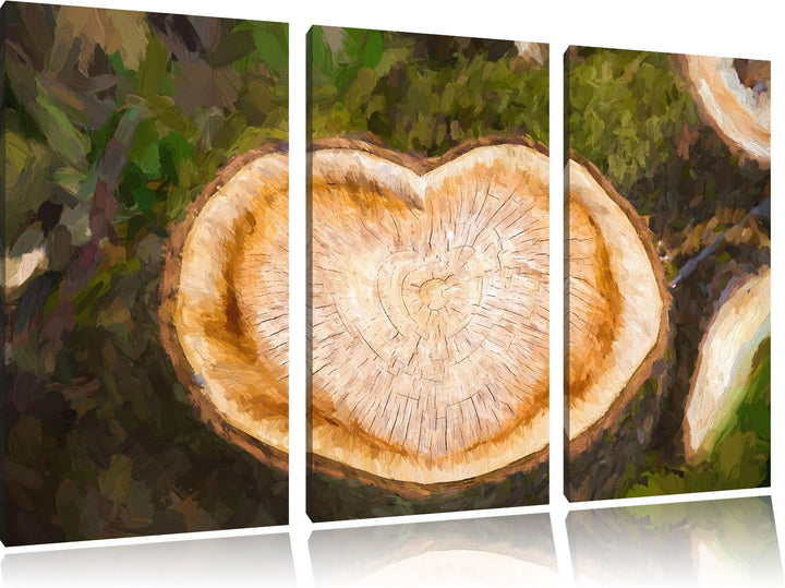 Pixxprint Jahresringe am Baumstamm als Leinwandbild/Grösse: 3 Teilig (120x80) cm/Wandbild/Kunstdruck