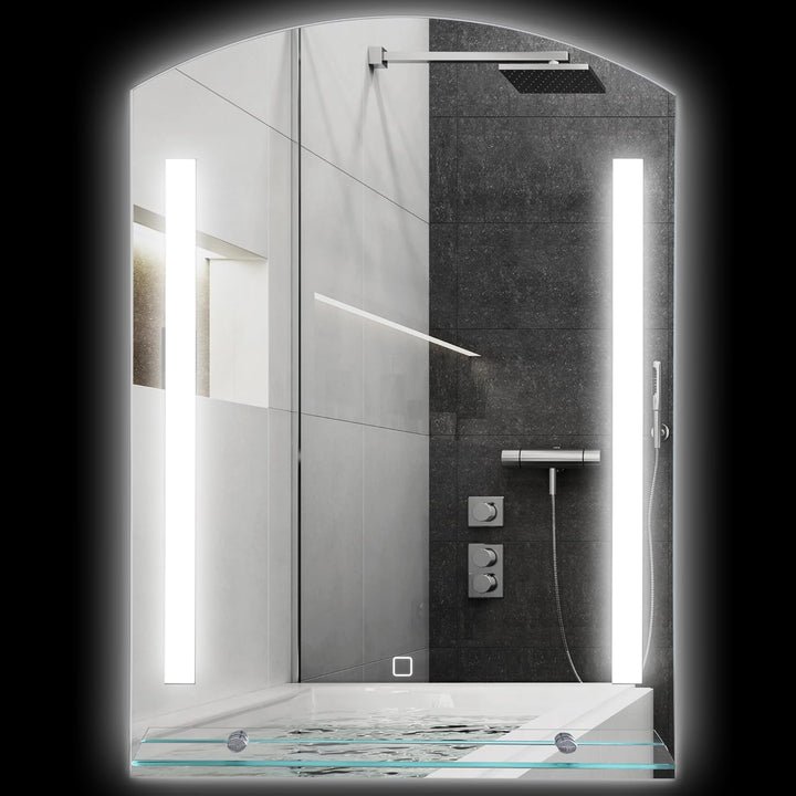 HOMCOM Badspiegelmit Ablage LED Lichtspiegel Badezimmerspiegel Wandspiegel 15W (Modell4) Wasserdicht