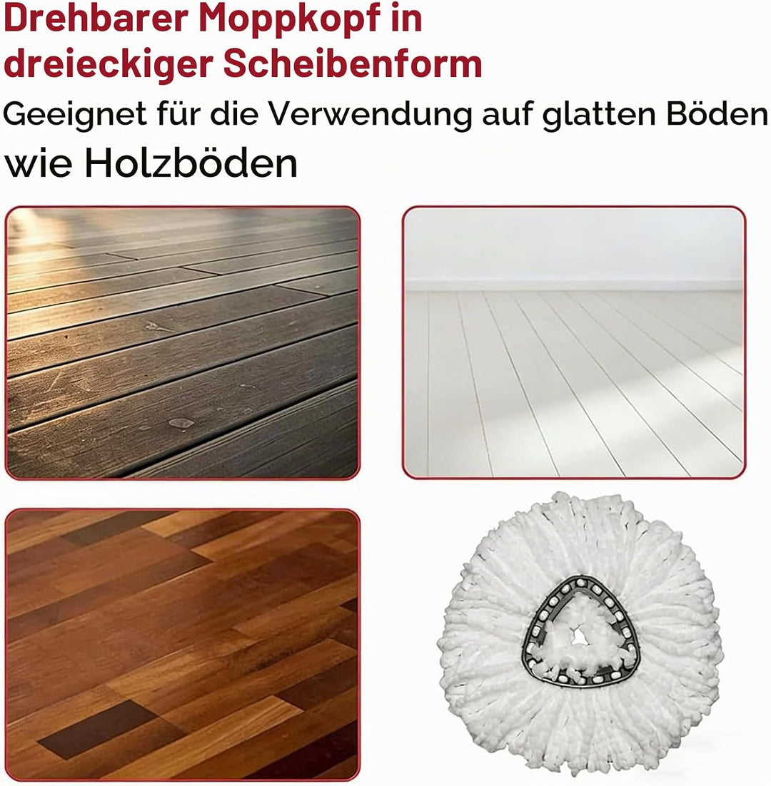 4er Pack Mikrofaser Ersatzköpfe für Vileda Turbo &amp; EasyWring inkl. 1 Dreieckskopf-Basis – Waschbare