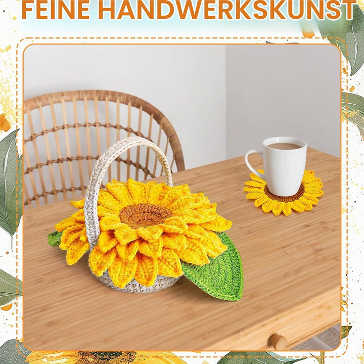 mimzemamz Häkel Set,Häkelset für Anfänger mit Anleitung,Crochet Set,Topfpflanze Untersetzer Handmade