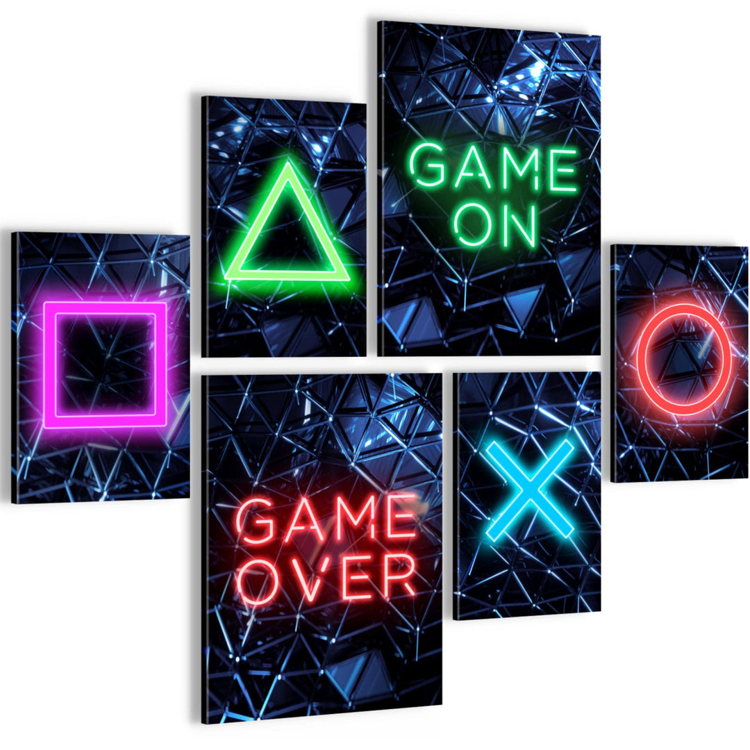 Novart Bilder Set - AUFHÄNGFERTIG - KEIN EXTRA RAHMEN BENÖTIGT - Spielkonsole Game Modern Gamer - Ki
