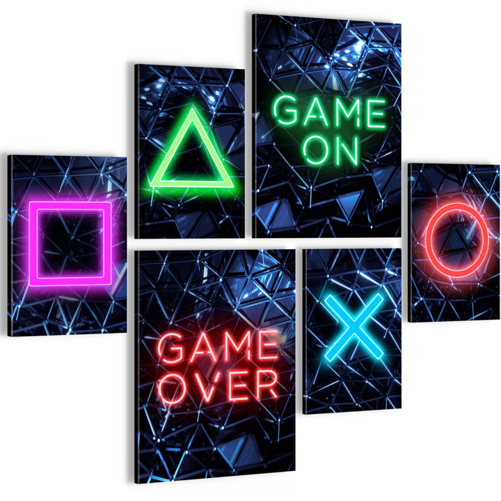 Novart Bilder Set - AUFHÄNGFERTIG - KEIN EXTRA RAHMEN BENÖTIGT - Spielkonsole Game Modern Gamer - Ki