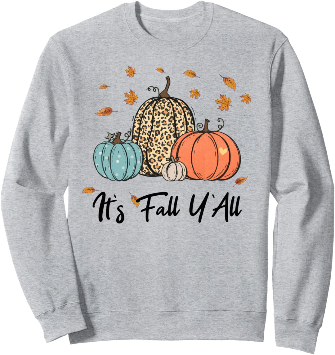 Funny Its Fall Yall Kürbis-Shirts für Frauen, lustiges Halloween Sweatshirt