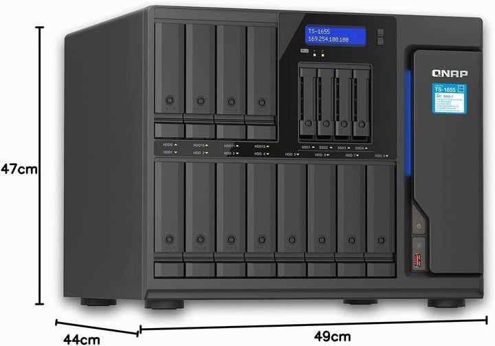 Qnap TS-1655-8G | 16-Bay, Intel Atom, 3X PCIe Gen3, 2.5 GbE NAS
