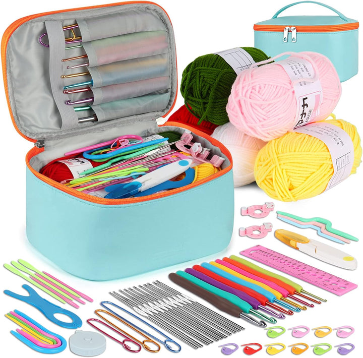 Coopay Häkelset für Anfänger Erwachsene, 58 Stück Häkelnadel Set Inklusive TPR Griff Häkelnadeln, Sp