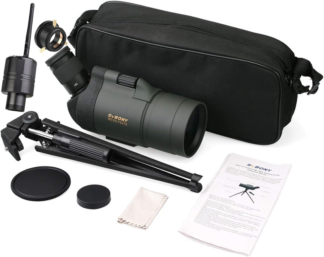 Svbony SV41 Mak Spektiv mit WiFi-Kamera Und Adapter M48 auf M42, 25-75x70 Mak Telescope, BAK4 Prism