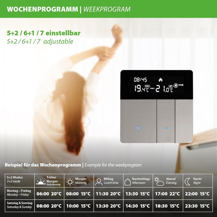 Smart Wifi Thermostat mit App für Fussbodenheizung Heizkörper Digital Regler, WiFi Thermostat