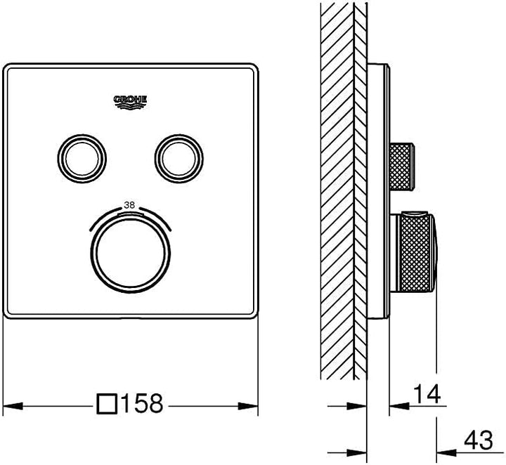 GROHE Grohtherm SmartControl | Brause- & Duschsystem - Thermostat mit 2 Absperrventilen | moon white