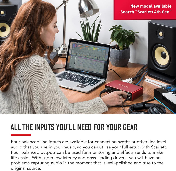 Focusrite Scarlett 4i4 3. Gen USB-Audio-Interface für Aufnahmen, Kompositionen und Streaming — High-
